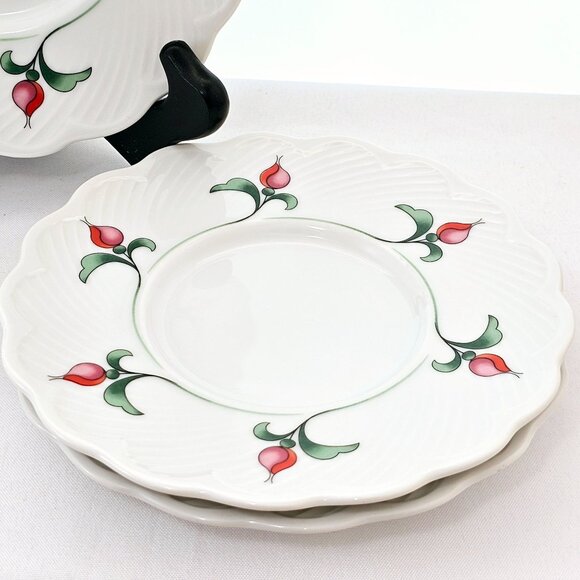 Dansk Rosebud Saucer 6" dessert scallop textured rim floral romantic elegance (3 - Picture 3 of 8